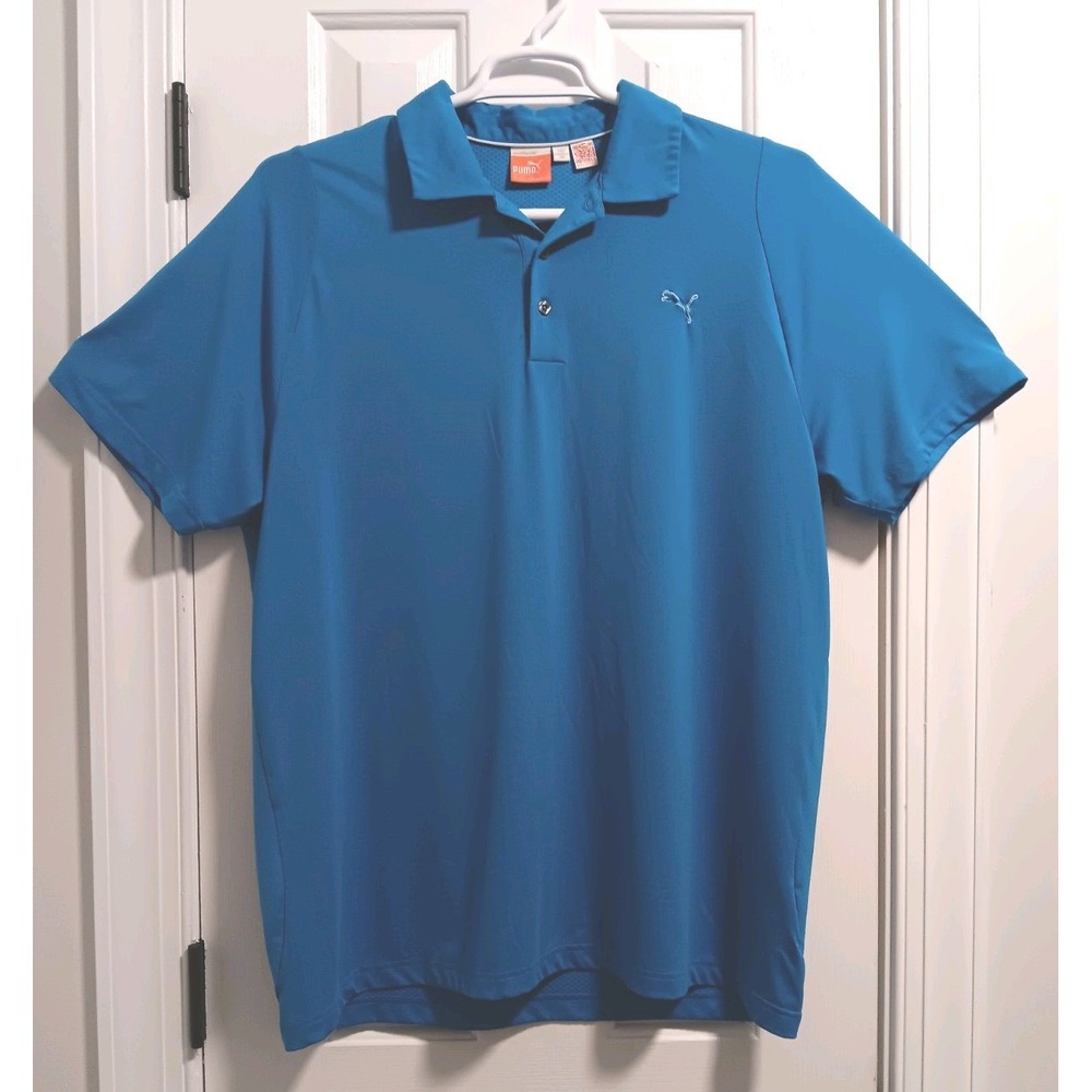 PUMA Cool Cell Golf Polo Mens XL Turquoise Blue Moisture Wicking Shirt 571864